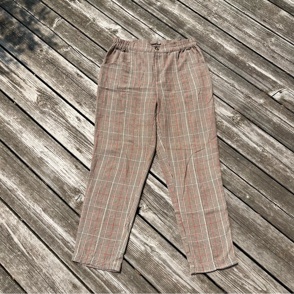 PS/LA brown/red plaid print trousers